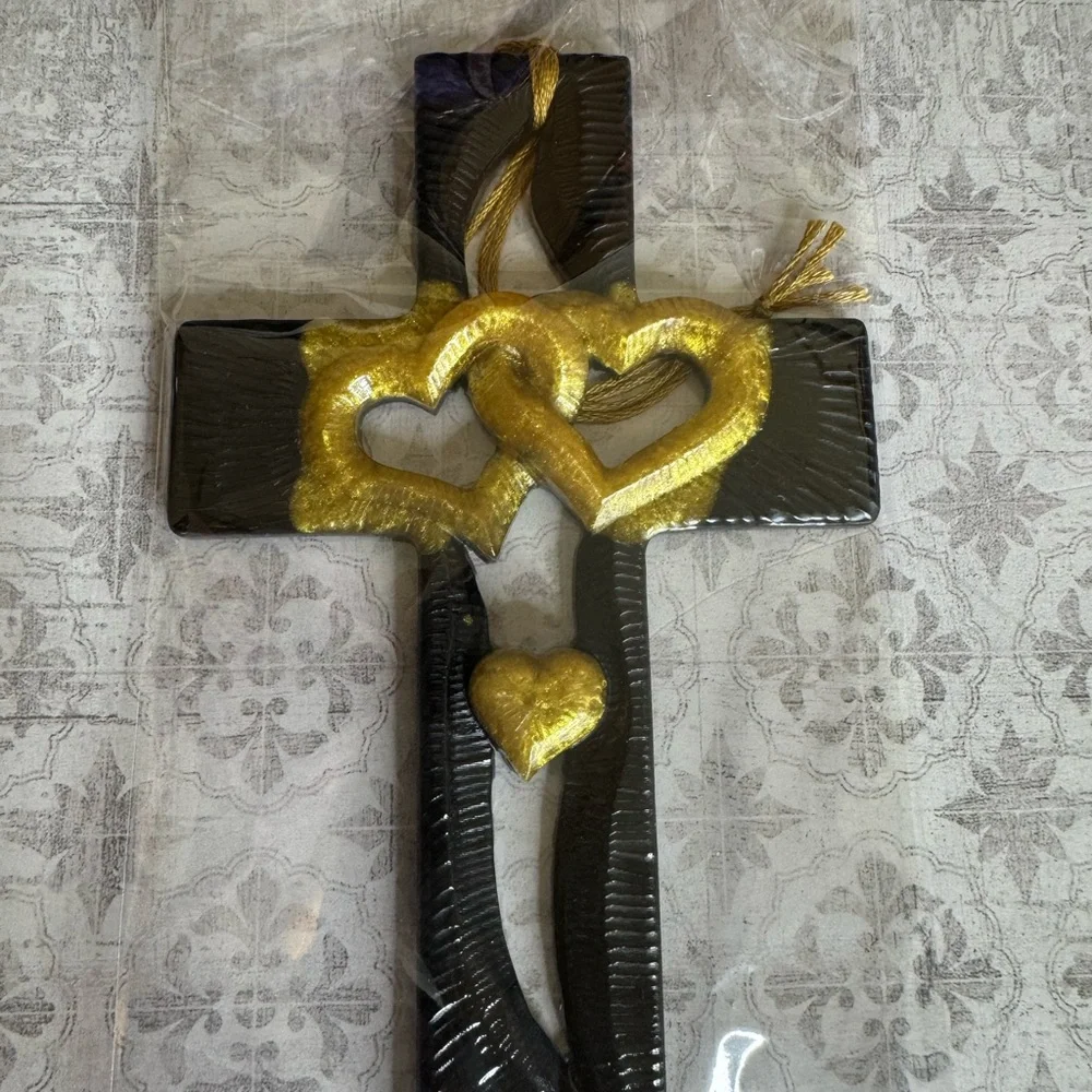 Purple and Black Heart Cross Wall Decor/ click on pic
